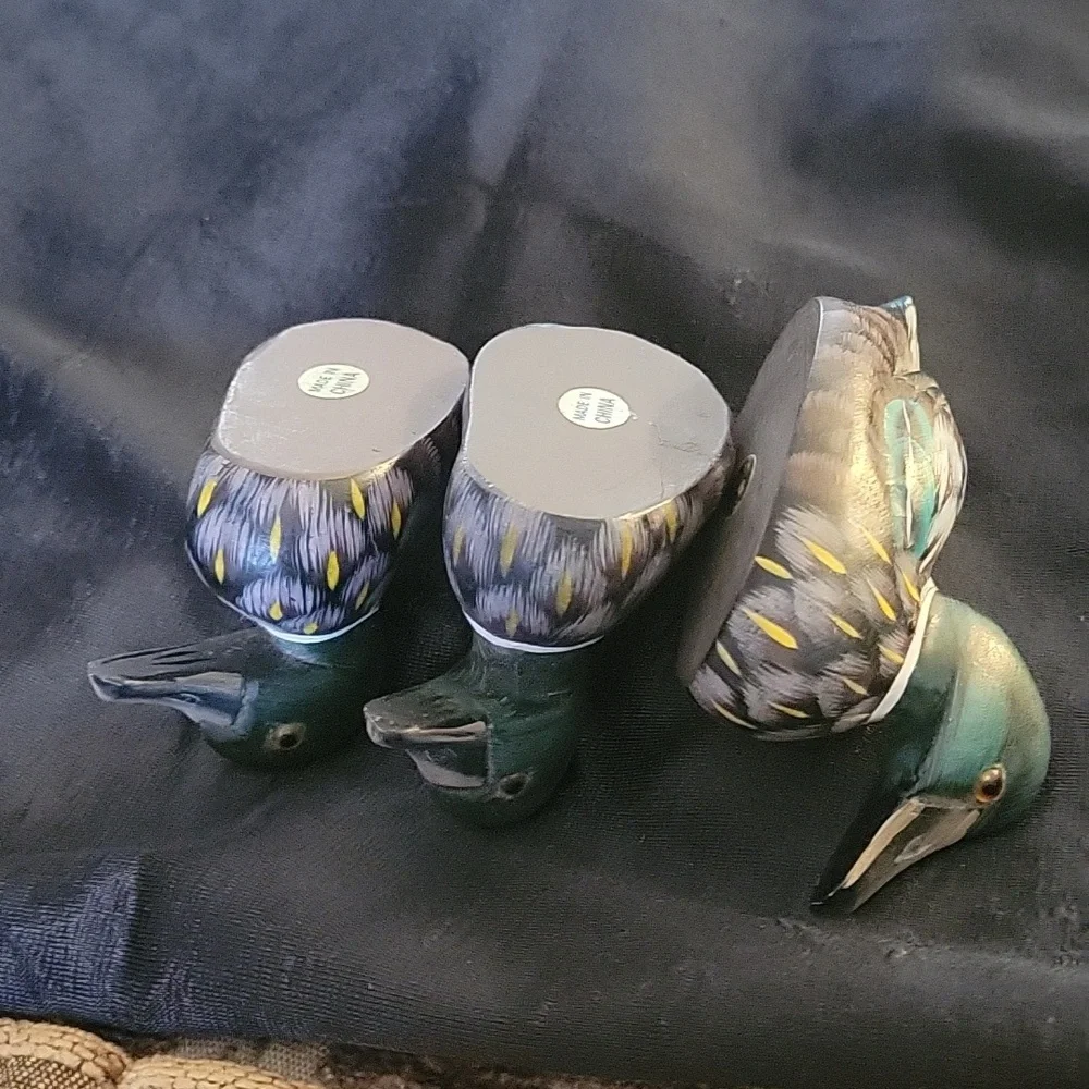Decorative Bird Figurines - Green and Gray